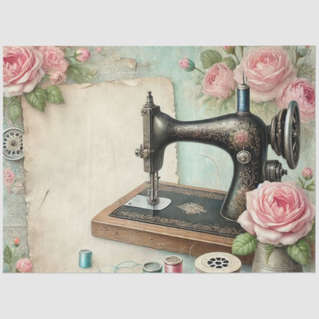 A Floral Sewing Machine  Series Design #8 Tissue Paper (Front)