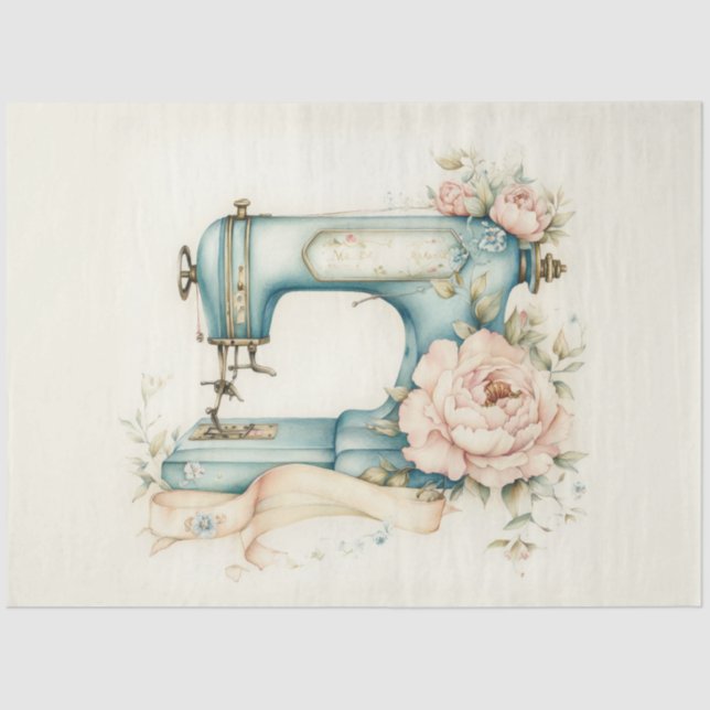 A Floral Sewing Machine  Series Design #9 Tissue Paper (Front)