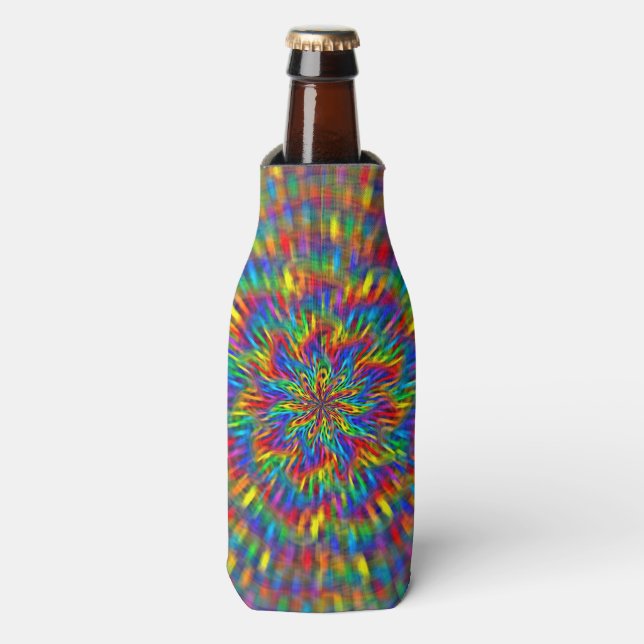 A Floral Tie Dye Bottle Cooler (Bottle Front)