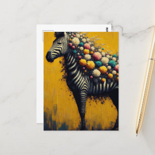 A floral Zebra Postcard
