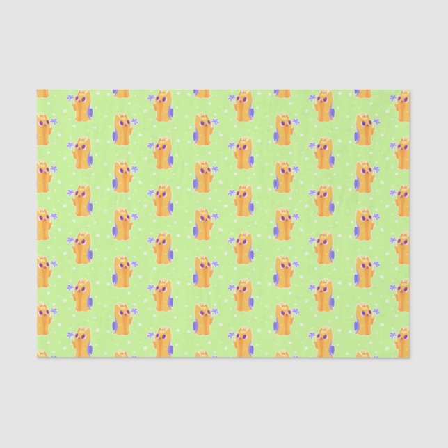 "A Flower For You" Long-haired Kawaii Yorkie Tissue Paper (Front)