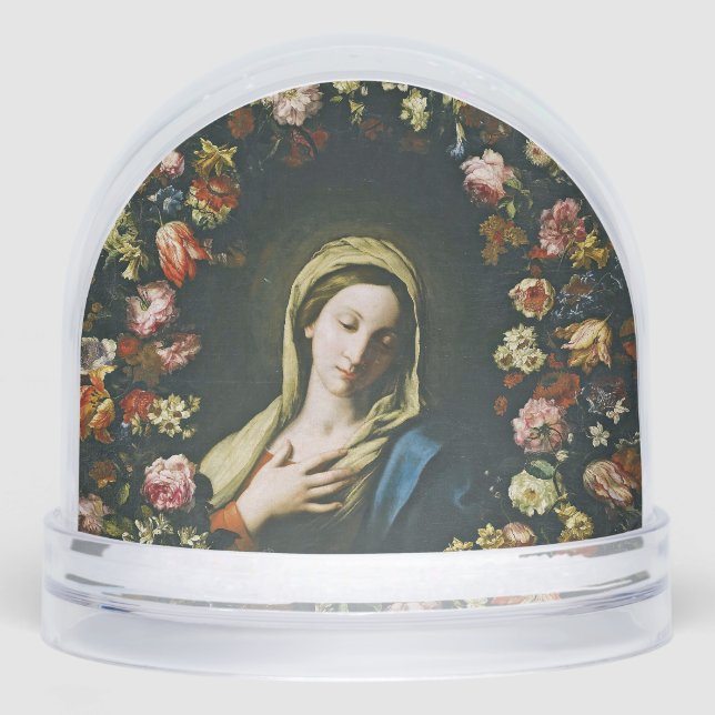 A Flower Garland Surrounding the Virgin Snowglobe (Front)