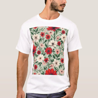 a flowery pattern of bright colours T-Shirt
