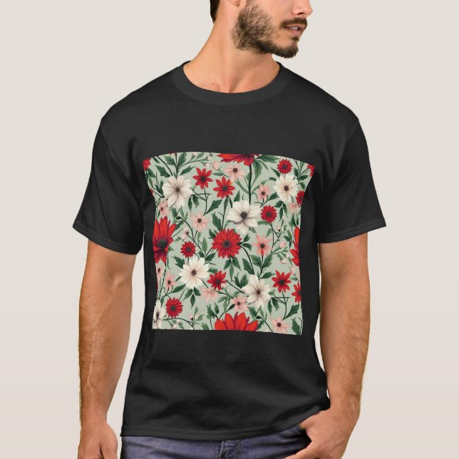 a flowery pattern of bright colours T-Shirt (Front)