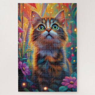A fluffy cat in a mystical forest jigsaw puzzle