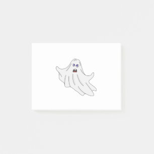A Fluffy Ghost Flying Post-it Notes
