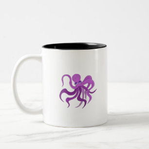 A fluffy octopus swinging tentacles Two-Tone coffee mug