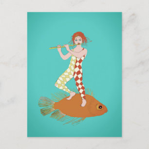 A flute player  postcard