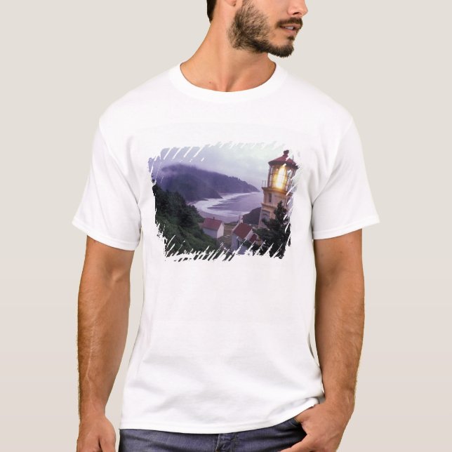 A foggy day on the Oregon coast at the Heceta T-Shirt (Front)