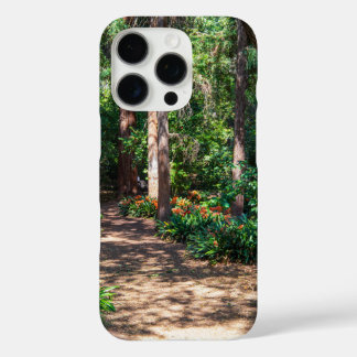 a footpath in the garden with orange flowers  iPhone 16 pro case