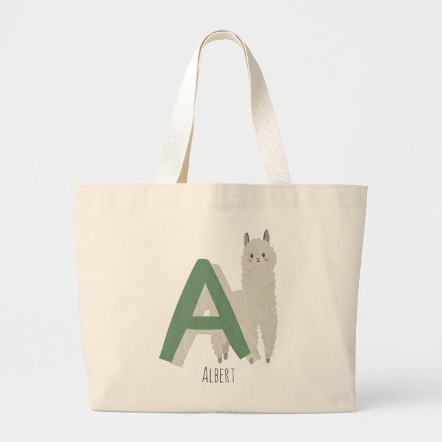A for Alpaca Large Tote Bag (Front)