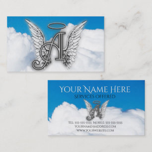 A For Angel Alphabet Letter Initial Business Card