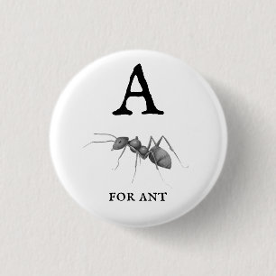 "A" for Ant 3 Cm Round Badge