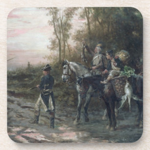 A Foraging Party Returning to Camp (oil on canvas) Coaster