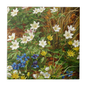 A Forest Floor with Anemones and Violets Tile