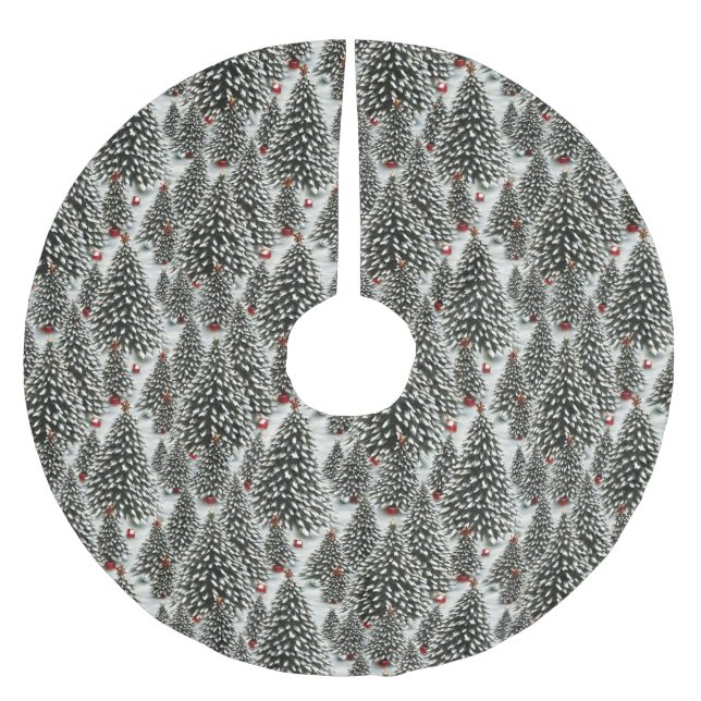 A Forest of Snow Covered Christmas Trees  Brushed Polyester Tree Skirt (Front)