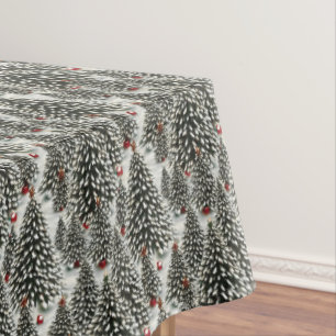 A Forest of Snow Covered Christmas Trees Tablecloth
