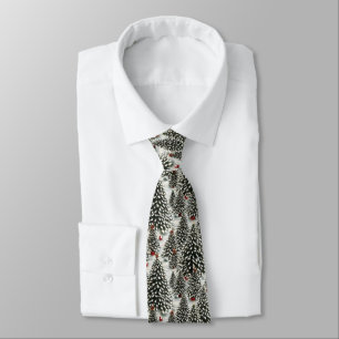 A Forest of Snow Covered Christmas Trees Tie