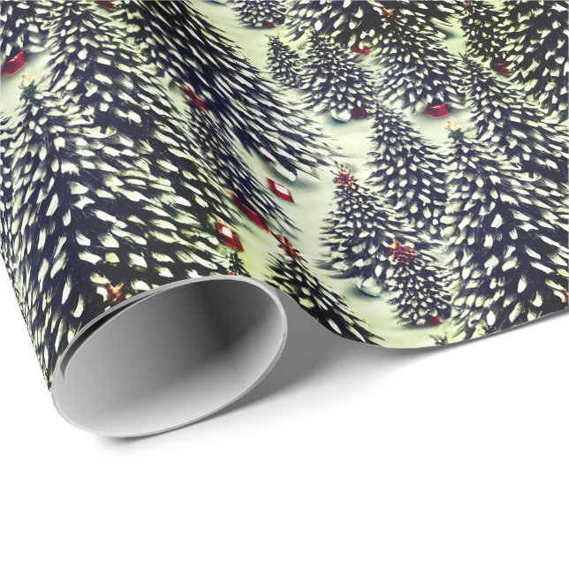 A Forest of Snow Covered Christmas Trees  Wrapping Paper (Roll Corner)