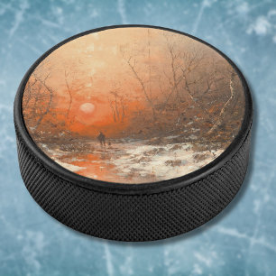 A Forest Path with Hunter at Sunset  Hockey Puck