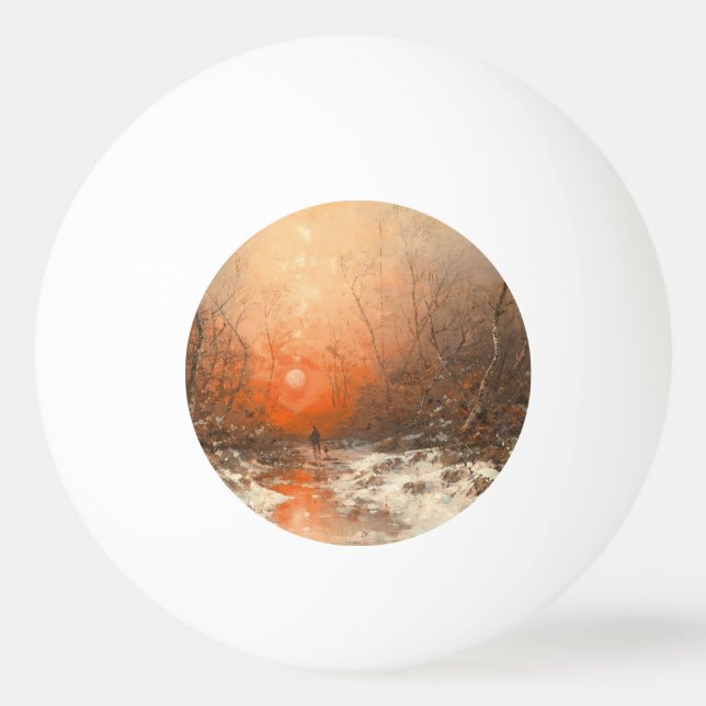 A Forest Path with Hunter at Sunset  Ping Pong Ball (Front)