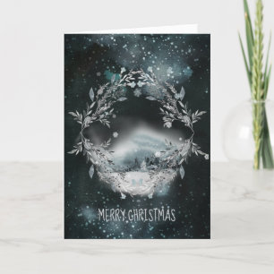A Forest Snowfall in the Silent Night Christmas Holiday Card