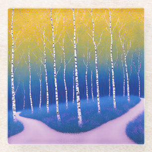 A Fork in Time – A Woodland Landscape Glass Coaster