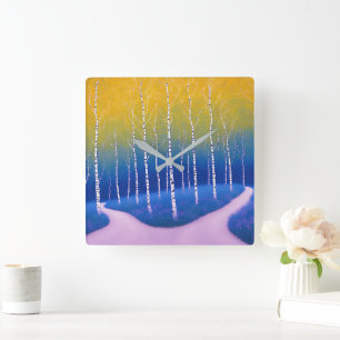A Fork in Time – A Woodland Landscape Square Wall Clock