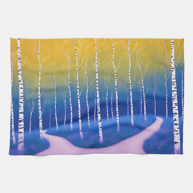 A Fork in Time – A Woodland Landscape Tea Towel (Horizontal)