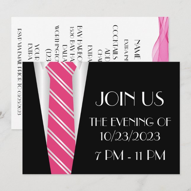 A Formal Pink Tie Invitation (Front/Back)