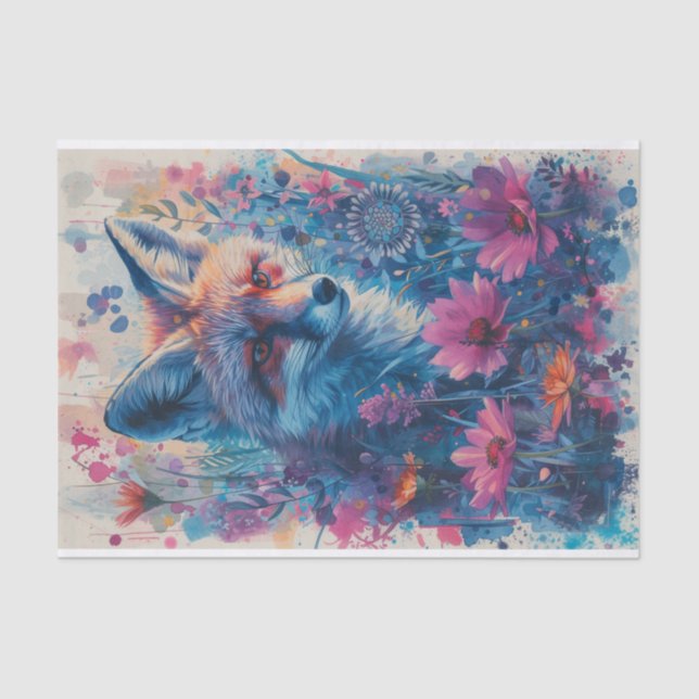 A fox in the flowers tissue paper (Front)