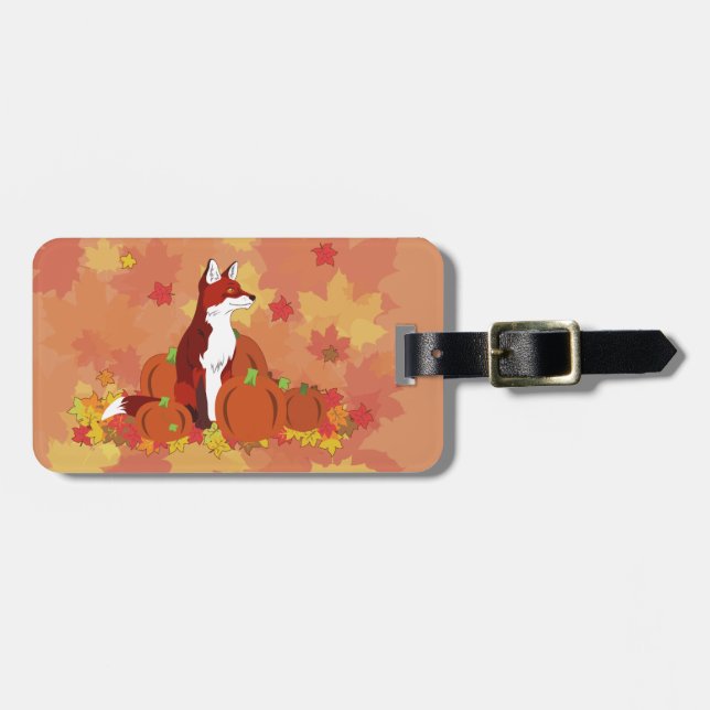 A Fox in the Pumpkin Patch Luggage Tag (Front Horizontal)