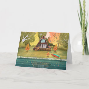 A-Frame Cabin House Blank Card