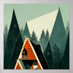 A-Frame Cabin in the Woods Poster