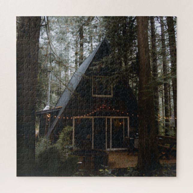 A-FRAME CABIN IN WOODS JIGSAW PUZZLE (Vertical)