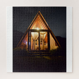 A FRAME CABIN NIGHT JIGSAW PUZZLE