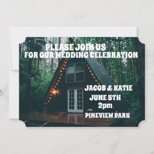 A FRAME CABIN WEDDING INVITATIONS PERSONALIZED