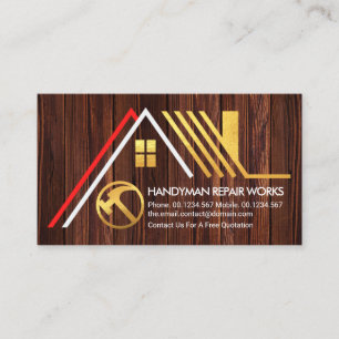 A-Frame Gold Roof Timber Wood Handyman Builder Business Card