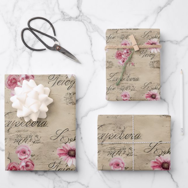 A French Ephemera Design Series 20 Wrapping Paper Sheet (Front)