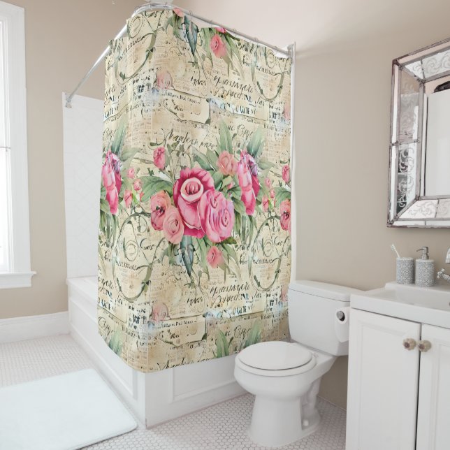 A French Ephemera Design Series 26 Shower Curtain (In Situ)