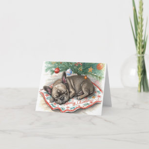 A frenchy dog merry christmas holiday card