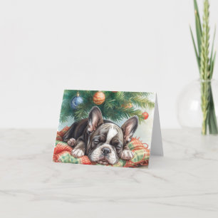 A frenchy dog merry christmas holiday card