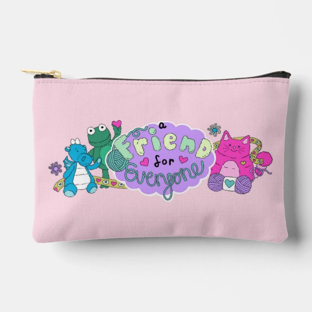 "A Friend for Everyone" Pink Logo Accessory Pouch (Front)
