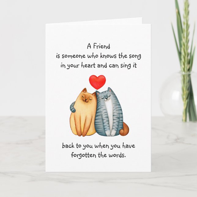 A Friend Friendship Love Quote Cute Cats Blank Card (Front)