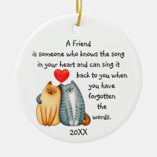 A Friend Friendship Love Quote Cute Cats Ceramic O Tree Decoration