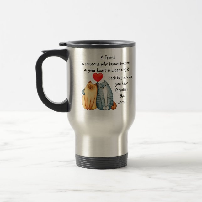 A Friend Friendship Love Quote Cute Cats Mug (Left)