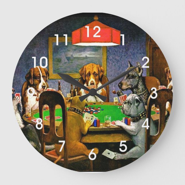 A Friend in Need, Dogs Playing Poker, Large Clock (Front)