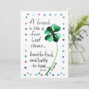 A Friend Is Like a Four Leaf Clover art Note Card