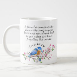 A Friend Is Quote Floral Friendship Large Coffee Mug