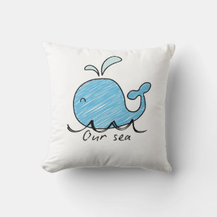 A FRIENDLY WHALE IN HIS SEA Throw Pillow